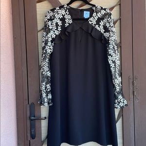 👗 New CeCe Floral Lace Little Black & White Long Sleeve Sheath Dress 👗
